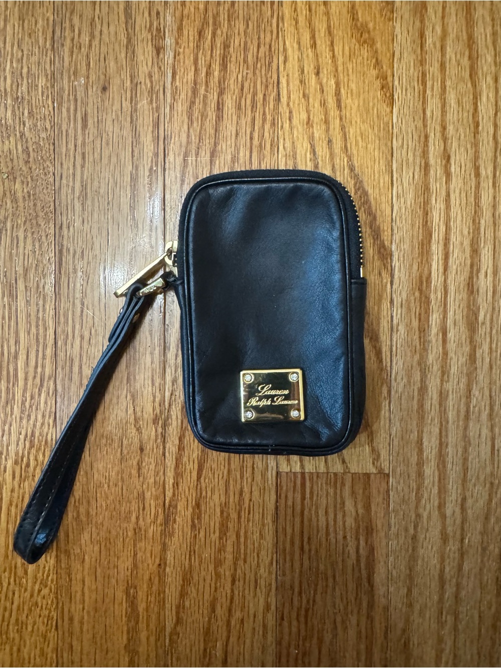 vintage 1990s black leather Lauren by Ralph Lauren small wristlet
